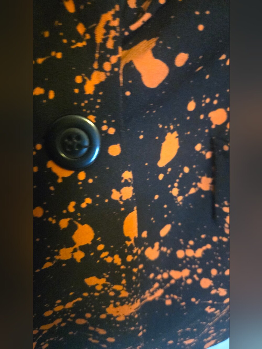 Black Blazer with Orange Paint-Splash Print - Picture 5 of 8